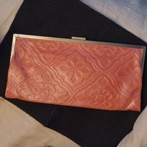 Beautiful HOBO Orange Leather Clutch